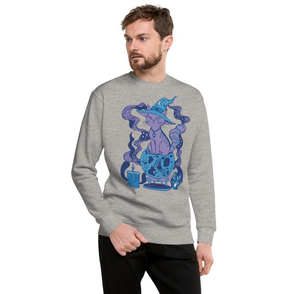 Mountain Blue Cat Drawing “Magical Cat of Fortune” Cat Sweatshirt - Image 3