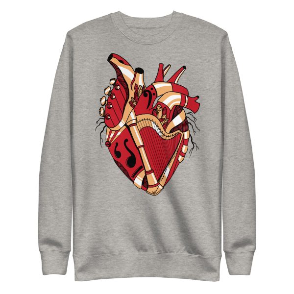 Heart Drawing “Musical Heart No.2” Red and Cream Heart Sweatshirt - Image 8