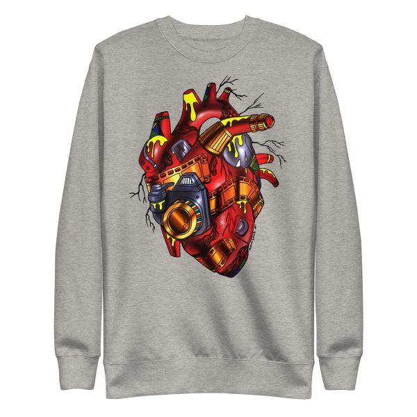 Heart Drawing “Photographer's Heart” Red and Cream Heart Sweatshirt - Image 8