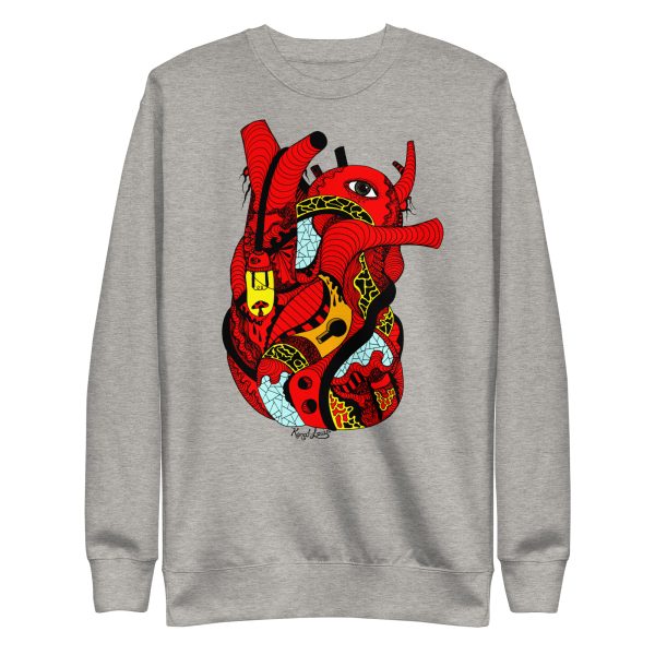 Heart Drawing “Red Light Heart” Red and Cream Heart Sweatshirt - Image 8