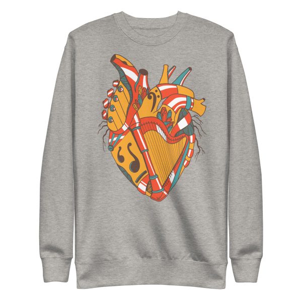 Cafe Heart Drawing “Musical Heart No. 2” Heart Sweatshirt - Image 13