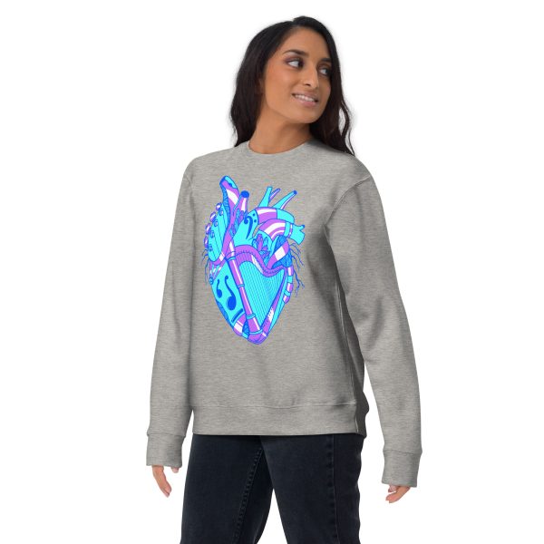 Blue Heart Drawing “Musical Heart No. 2” Heart Sweatshirt - Image 4