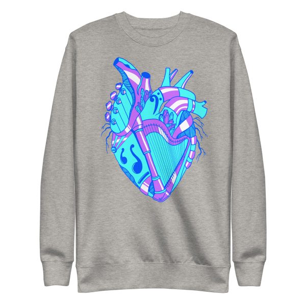 Blue Heart Drawing “Musical Heart No. 2” Heart Sweatshirt - Image 7