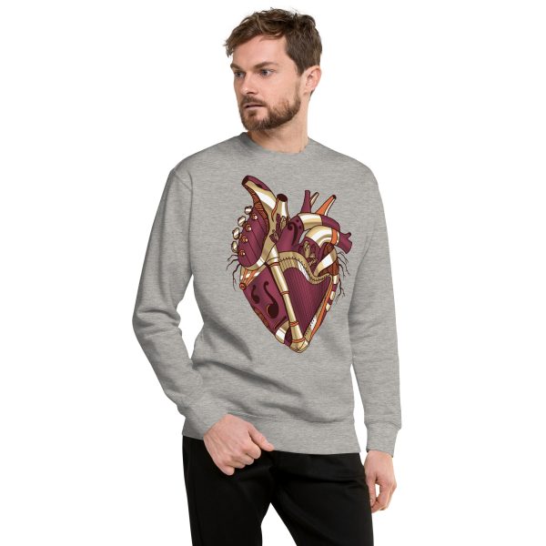 Heart Drawing “Vintage Coffee Musical Heart No. 2” Graphic Heart Sweatshirt - Image 4