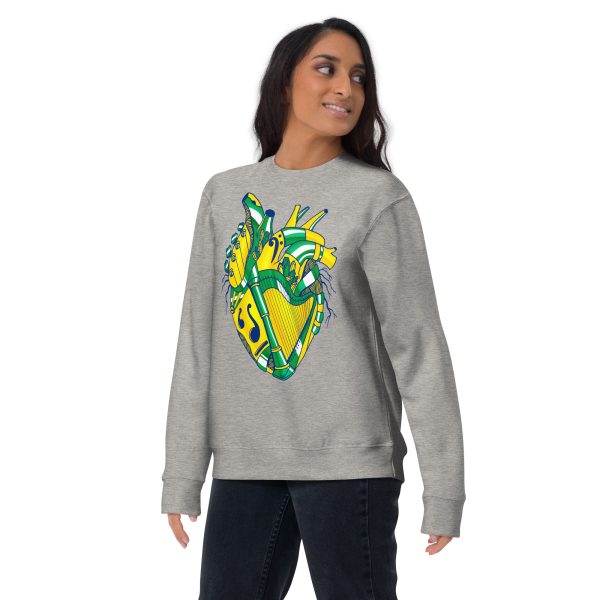 Heart Drawing “Brazil Musical Heart No. 2” Heart Sweatshirt - Image 5