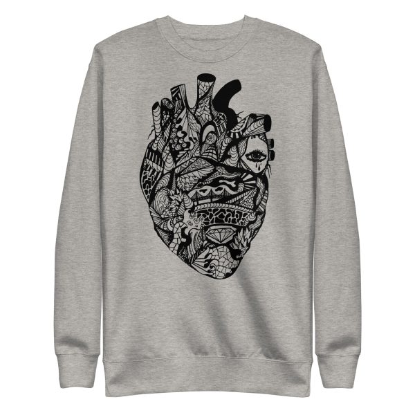 Heart Drawing "Transparent Heart” Line Art Heart Sweatshirt - Image 4