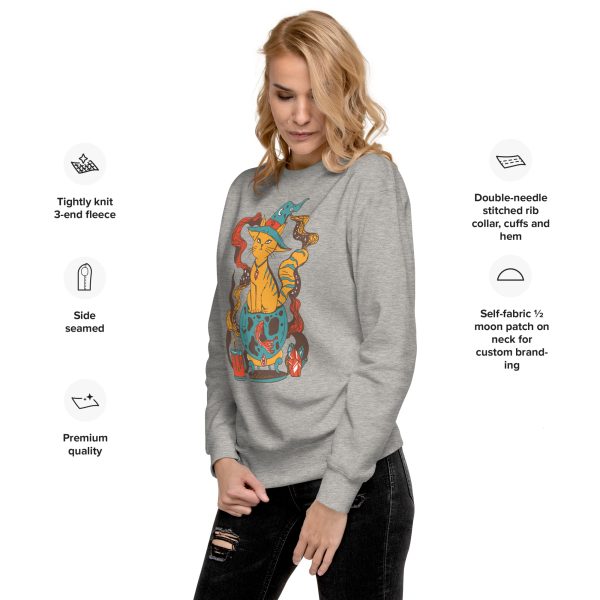 Cafe Cat Drawing “Magical Cat of Fortune” Cat Sweatshirt - Image 4