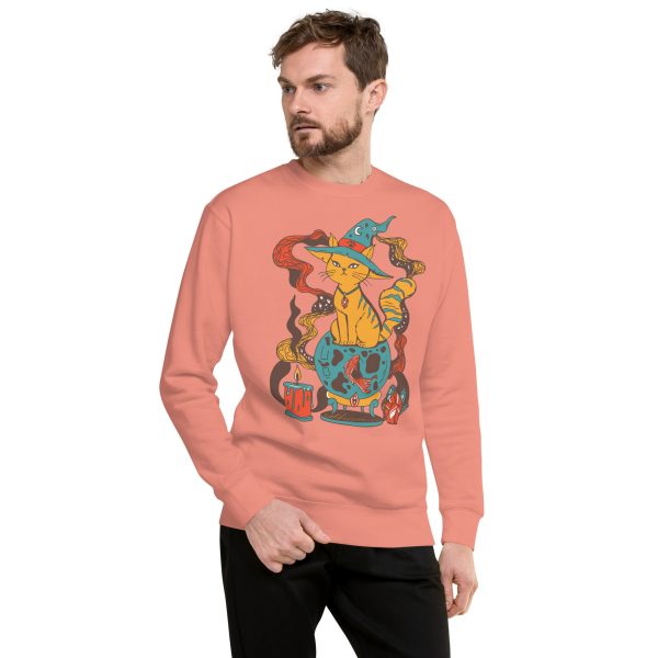 Cafe Cat Drawing “Magical Cat of Fortune” Cat Sweatshirt - Image 3