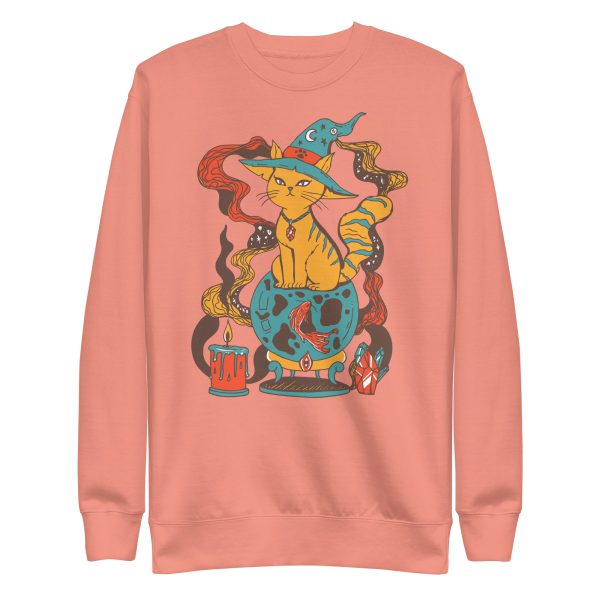Cafe Cat Drawing “Magical Cat of Fortune” Cat Sweatshirt - Image 7