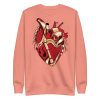 Heart Drawing “Musical Heart No.2” Red and Cream Heart Sweatshirt - Image 7
