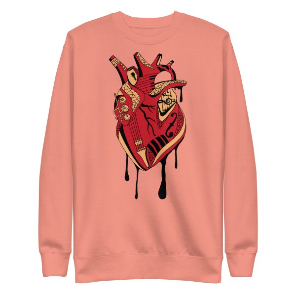 Heart Drawing “Musical Heart” Red and Cream Heart Sweatshirt - Image 7