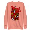 Heart Drawing “Red Light Heart” Red and Cream Heart Sweatshirt - Image 7