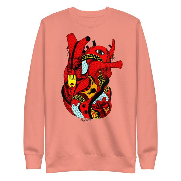 Heart Drawing “Red Light Heart” Red and Cream Heart Sweatshirt - Image 7