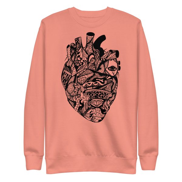 Heart Drawing "Transparent Heart” Line Art Heart Sweatshirt - Image 3