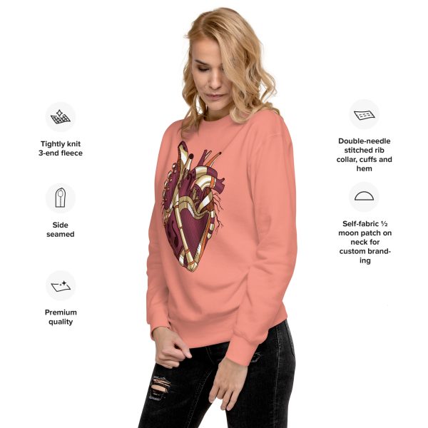Heart Drawing “Vintage Coffee Musical Heart No. 2” Graphic Heart Sweatshirt - Image 3