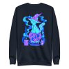 Blue Cat Drawing “Magical Cat of Fortune” Cat Sweatshirt - Image 2