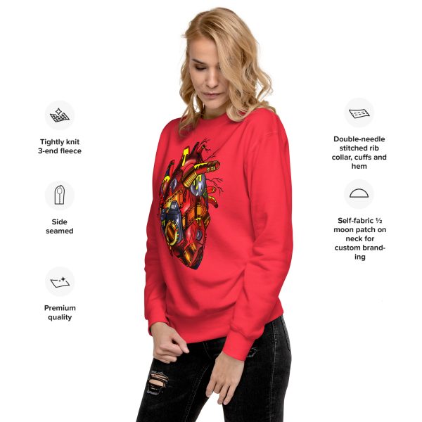 Heart Drawing “Photographer's Heart” Red and Cream Heart Sweatshirt - Image 2