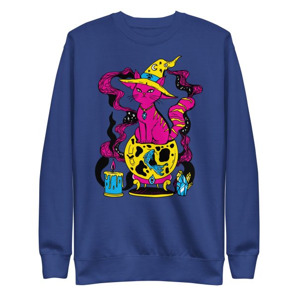 CMYK Pink Cat Drawing “Magical Cat of Fortune” Cat Sweatshirt - Image 8
