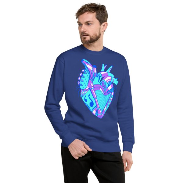 Blue Heart Drawing “Musical Heart No. 2” Heart Sweatshirt - Image 3