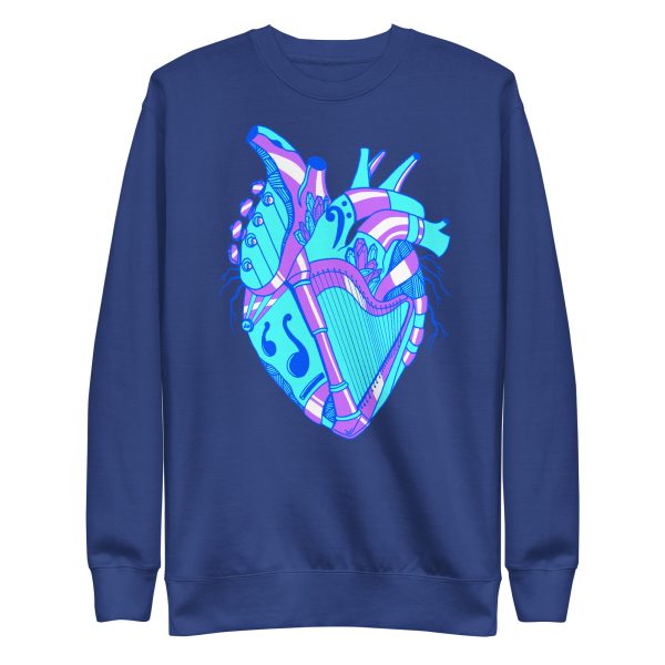 Blue Heart Drawing “Musical Heart No. 2” Heart Sweatshirt - Image 6
