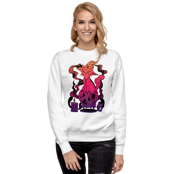 Sunset Cat Drawing “Magical Cat of Fortune” Cat Sweatshirt - Image 11