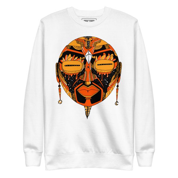 Unique African Mask Sweatshirt | Mask No. 2 Orange and Black Sweatshirt - Image 11