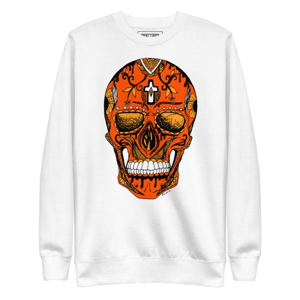Day of the Dead Skull Sweatshirt | Sugar Skull Black and Orange Sweatshirt - Image 14