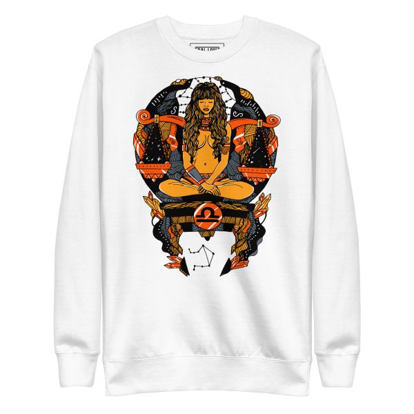 Libra Sweatshirt Orange and Black | Women's Divine Balance Zodiac Pullover - Image 12