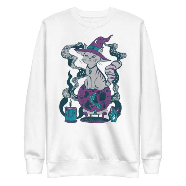 Grey Cat Sweatshirt “Magical Cat of Fortune” Cat Mom Sweatshirt - Image 5