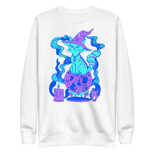 Blue Cat Drawing “Magical Cat of Fortune” Cat Sweatshirt - Image 7