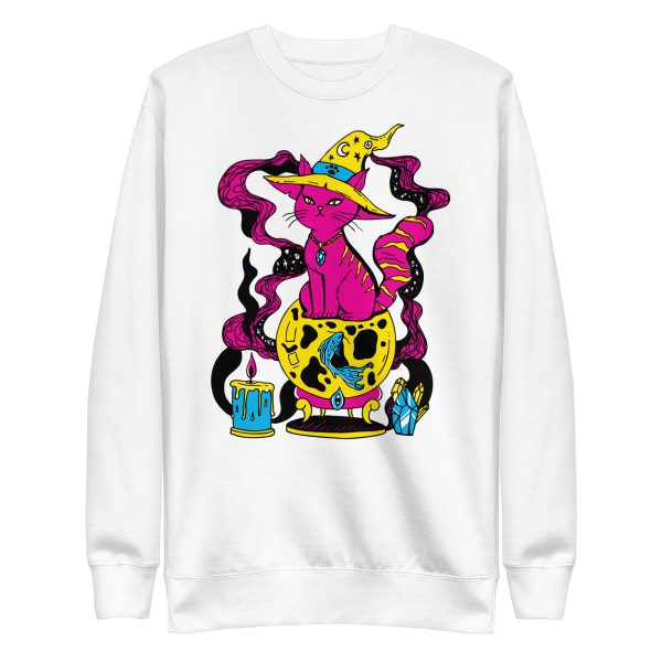 CMYK Pink Cat Drawing “Magical Cat of Fortune” Cat Sweatshirt