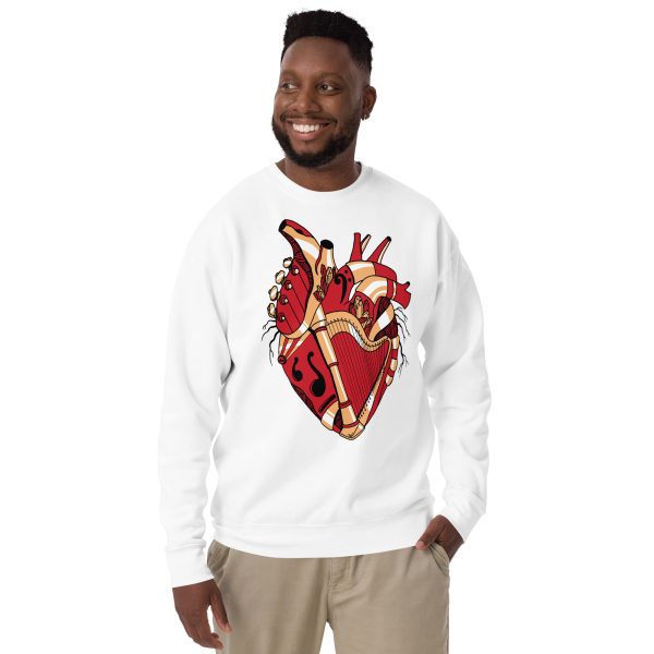 Heart Drawing “Musical Heart No.2” Red and Cream Heart Sweatshirt - Image 6