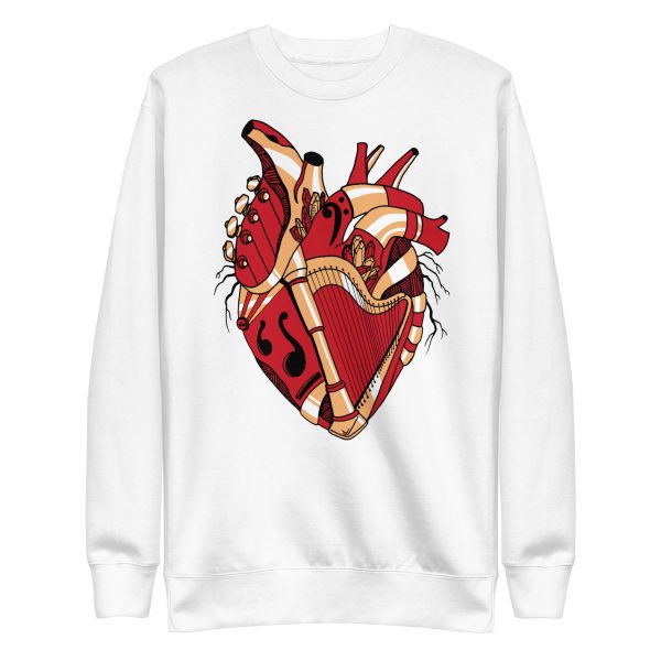 Heart Drawing “Musical Heart No.2” Red and Cream Heart Sweatshirt - Image 10