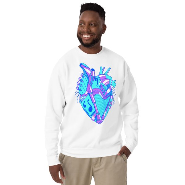 Blue Heart Drawing “Musical Heart No. 2” Heart Sweatshirt - Image 5