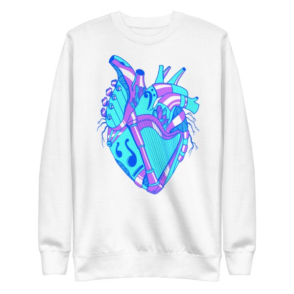 Blue Heart Drawing “Musical Heart No. 2” Heart Sweatshirt - Image 8
