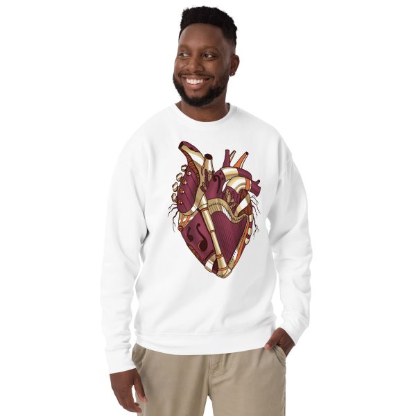 Heart Drawing “Vintage Coffee Musical Heart No. 2” Graphic Heart Sweatshirt - Image 6