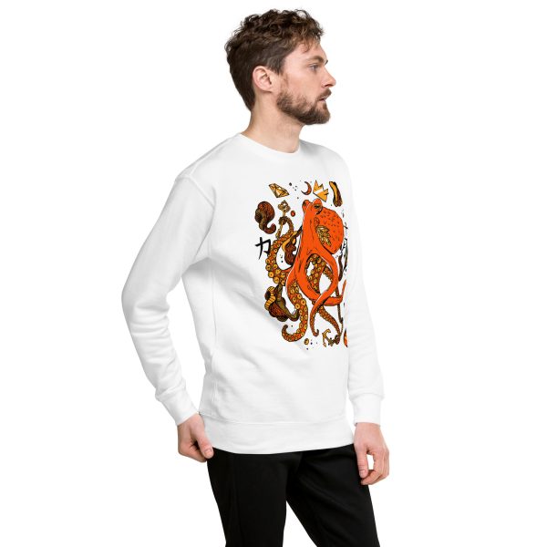 Mystical Octopus Sweatshirt |  Orange and Black Octopus Crew Neck Sweatshirt - Image 9