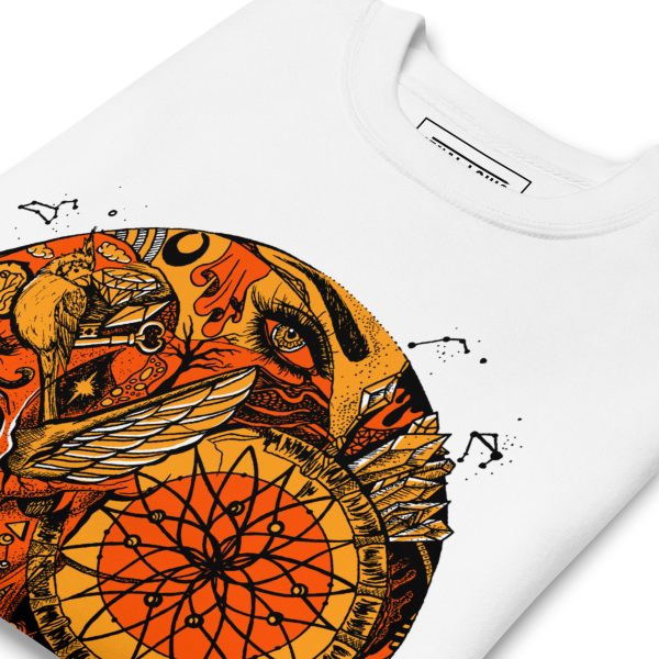 Mystical Skull Orange & Black Sweatshirt | Gothic Sacred Skull Gem Pullover Sweatshirts - Image 6