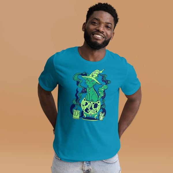 Green Cat Shirt “Magical Cat of Fortune” Cat T-Shirt Design - Image 3