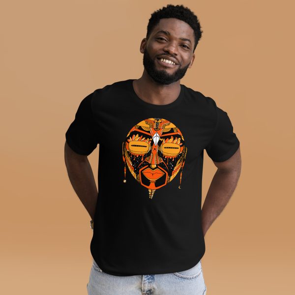 Orange and Black African Mask T-Shirt | Mask No.2, UNISEX, African Graphic Tee - Image 3