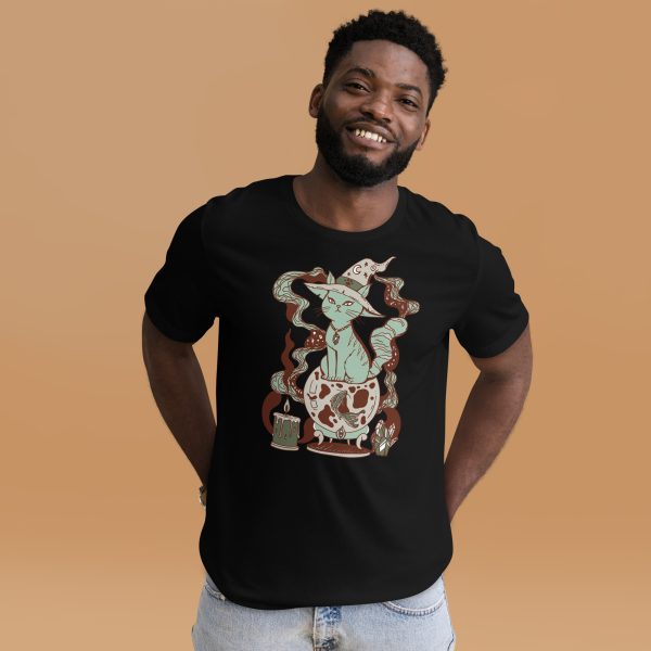 Sage Green Cat Shirt “Magical Cat of Fortune” Cat T-Shirt Design - Image 2