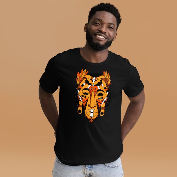 Black and Orange T-shirt "African Mask 1 of 100" Orange Shirt - Image 3