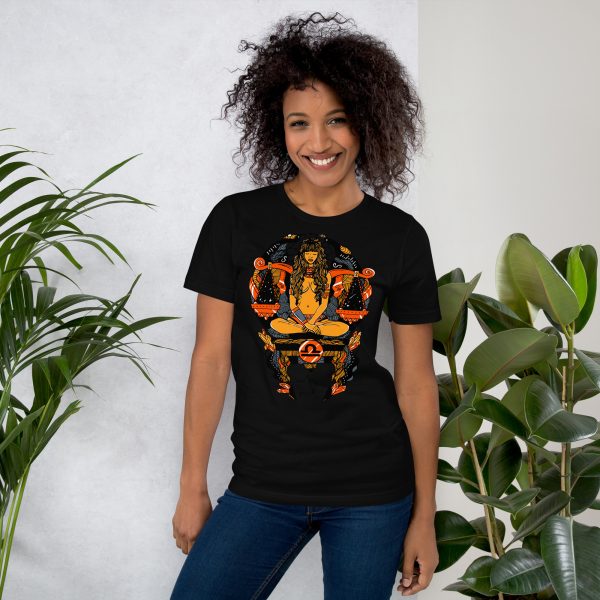 Libra T-Shirt Orange and Black | Women's Divine Balance Zodiac Tee - Image 3