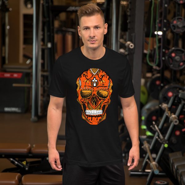 Day of the Dead Skull T-Shirt | Sugar Skull Black and Orange Tee - Image 8