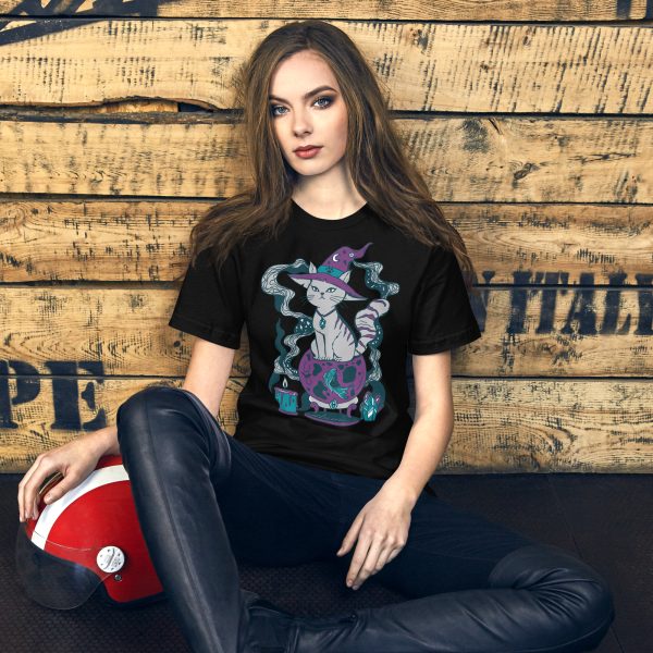 Grey Cat Shirt “Magical Cat of Fortune” Cat T-Shirt Design - Image 2