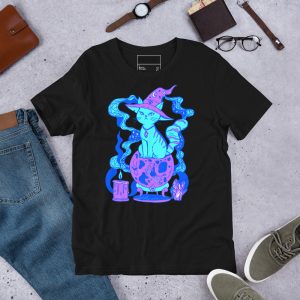 Blue Cat Shirt “Magical Cat of Fortune” Cat T-Shirt Design