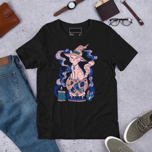 Pink Cat Shirt “Magical Cat of Fortune” Cat T-Shirt Design