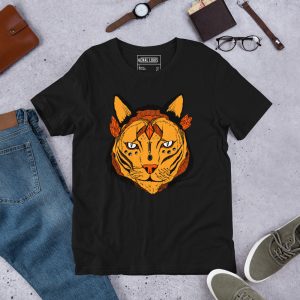 Black and Orange T-shirt "Mystical Wildcat" Orange Shirt