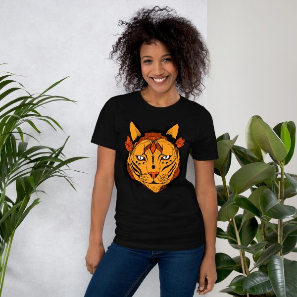 Black and Orange T-shirt "Mystical Wildcat" Orange Shirt - Image 2