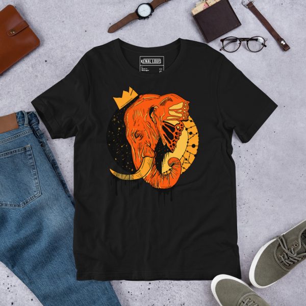 Black and Orange T-shirt "Royal Elephant" Orange Shirt - Image 2
